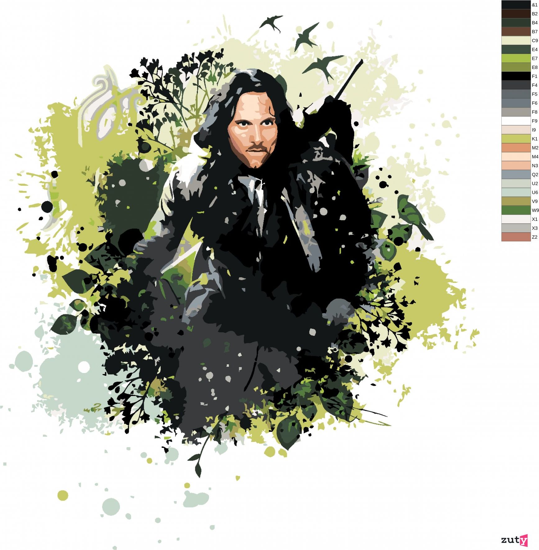 zuty Malování podle čísel - MALOVANÝ ARAGORN II (PÁN PRSTENŮ) - Rozměr: 40x50 cm, Rámování: Varianta: vypnuté plátno na rám - obrázek 8