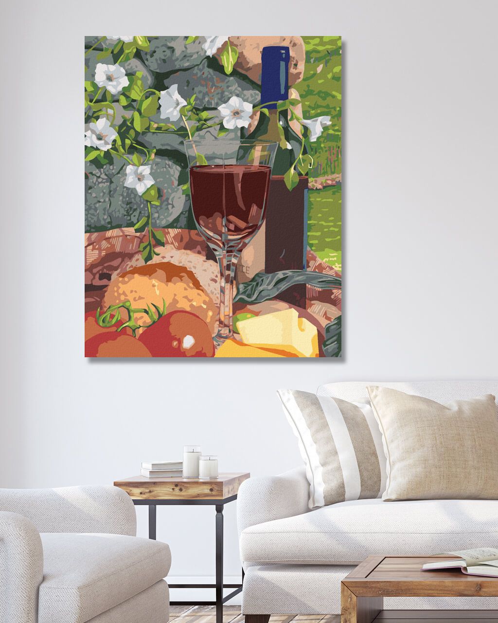 zuty Malování podle čísel - ZÁTIŠÍ SKLENKA VÍNA A JÍDLO (MARDELL SCHUSTER) - Rozměr: 40x50 cm, Rámování: Varianta: vypnuté plátno na rám - obrázek 8