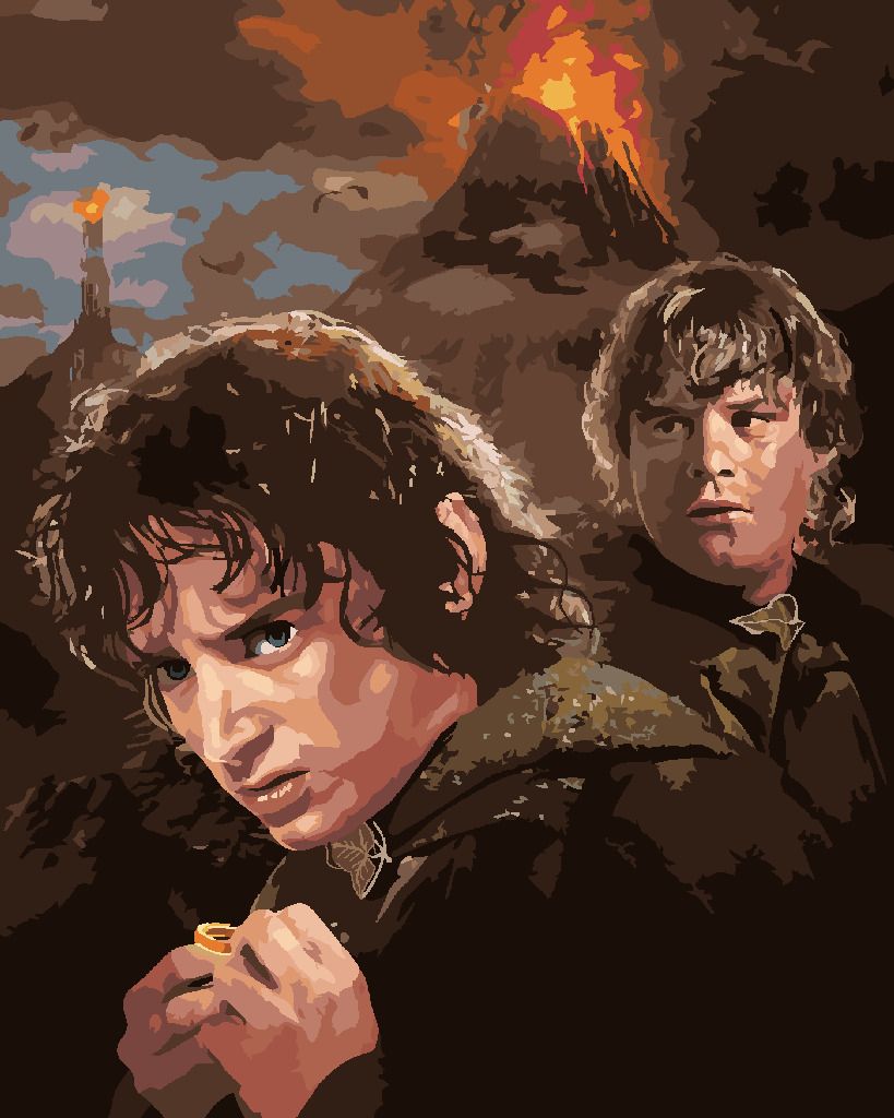 zuty Malování podle čísel - FRODO A SAM U HORY OSUDU (PÁN PRSTENŮ) - Rozměr: 40x50 cm, Rámování: Varianta: bez rámu a bez vypnutí plátna - obrázek 7