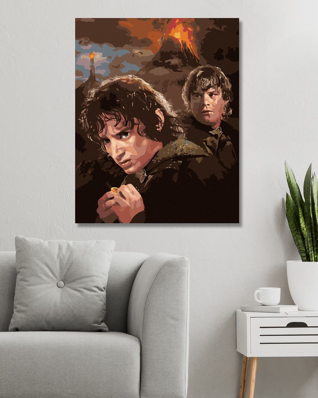 zuty Malování podle čísel - FRODO A SAM U HORY OSUDU (PÁN PRSTENŮ) - Rozměr: 40x50 cm, Rámování: Varianta: bez rámu a bez vypnutí plátna - obrázek 8