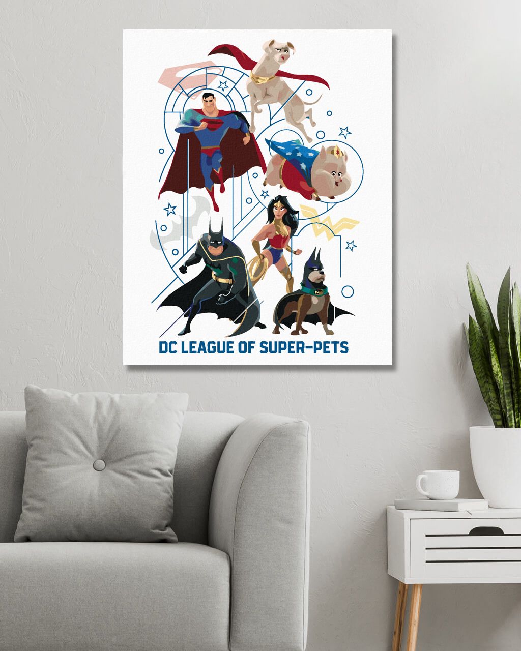zuty Malování podle čísel - SUPERMAN, BATMAN, WONDER WOMAN (DC LIGA SUPERMAZLÍČKŮ) - Rozměr: 40x50 cm, Rámování: Varianta: bez rámu a bez vypnutí plátna - obrázek 5