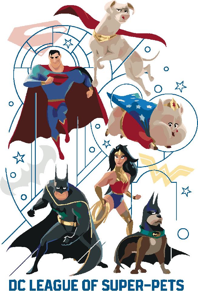 zuty Malování podle čísel - SUPERMAN, BATMAN, WONDER WOMAN (DC LIGA SUPERMAZLÍČKŮ) - Rozměr: 40x50 cm, Rámování: Varianta: bez rámu a bez vypnutí plátna - obrázek 9