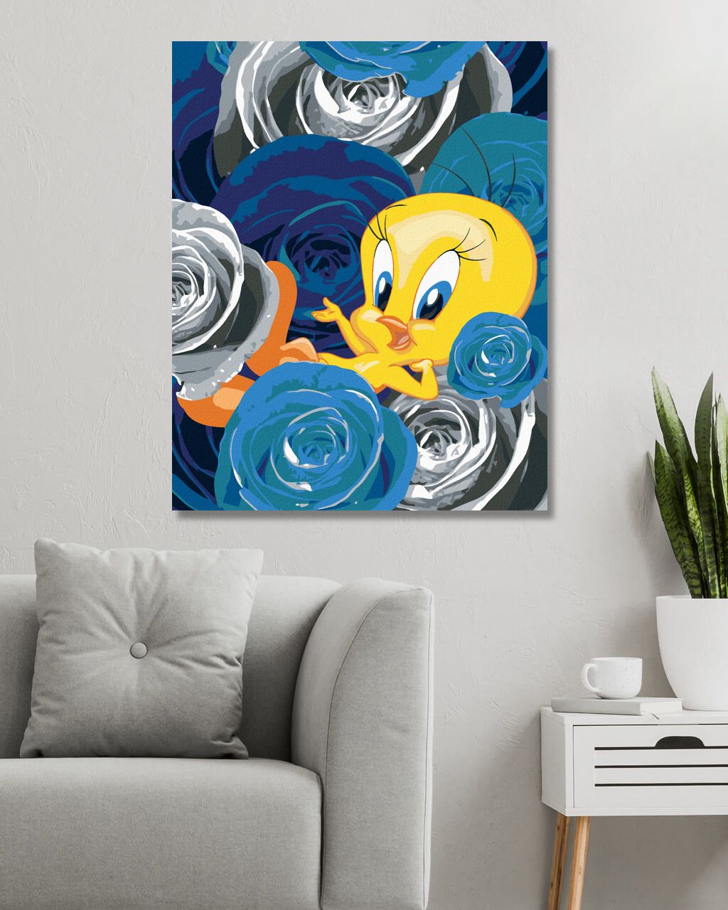 zuty Malování podle čísel - TWEETY A RŮŽE (LOONEY TUNES) - Rozměr: 40x50 cm, Rámování: Varianta: vypnuté plátno na rám - obrázek 9
