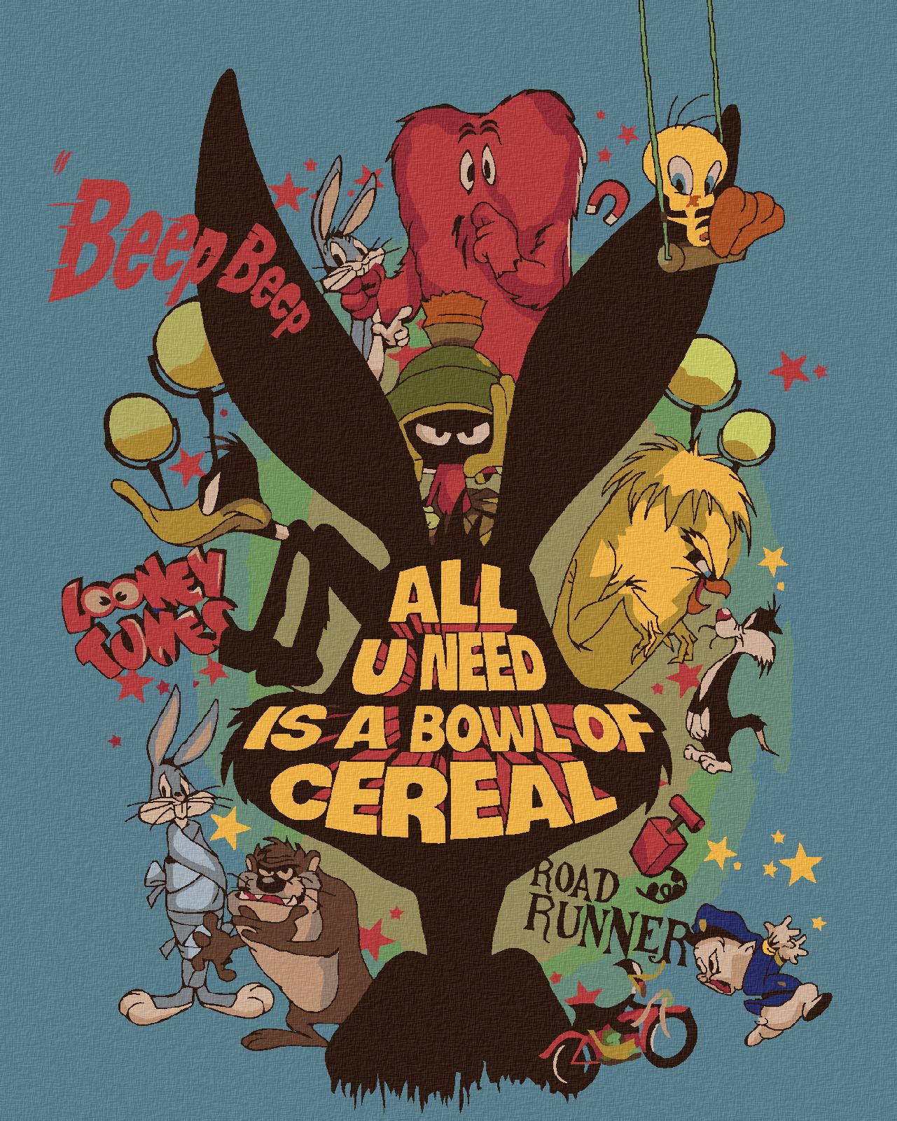 zuty Malování podle čísel - LOONEY TUNES RETRO PLAKÁT - Rozměr: 40x50 cm, Rámování: Varianta: bez rámu a bez vypnutí plátna - obrázek 1