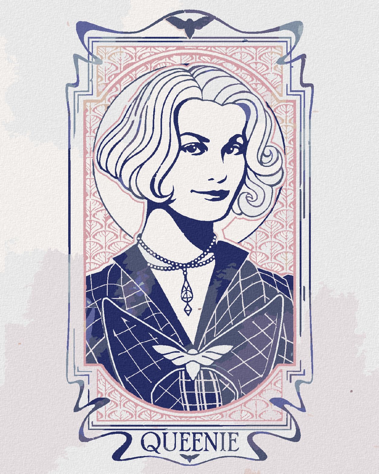 zuty Malování podle čísel - SECESNÍ QUEENIE (FANTASTICKÁ ZVÍŘATA) - Rozměr: 40x50 cm, Rámování: Varianta: bez rámu a bez vypnutí plátna - obrázek 1