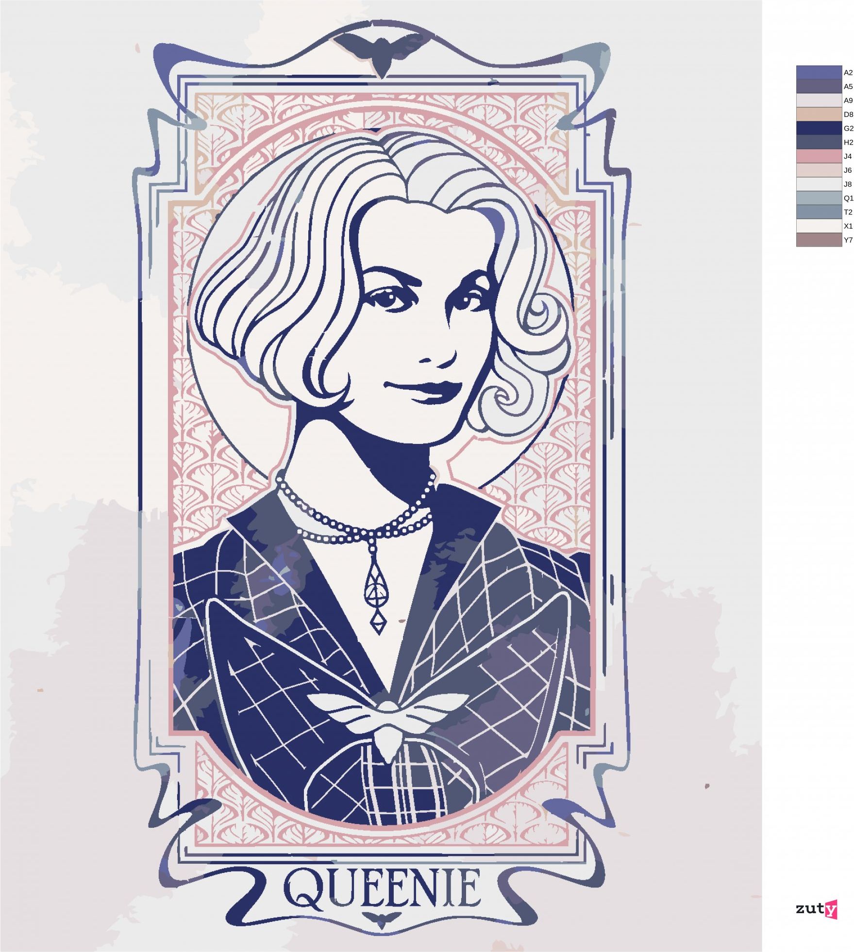 zuty Malování podle čísel - SECESNÍ QUEENIE (FANTASTICKÁ ZVÍŘATA) - Rozměr: 40x50 cm, Rámování: Varianta: bez rámu a bez vypnutí plátna - obrázek 10