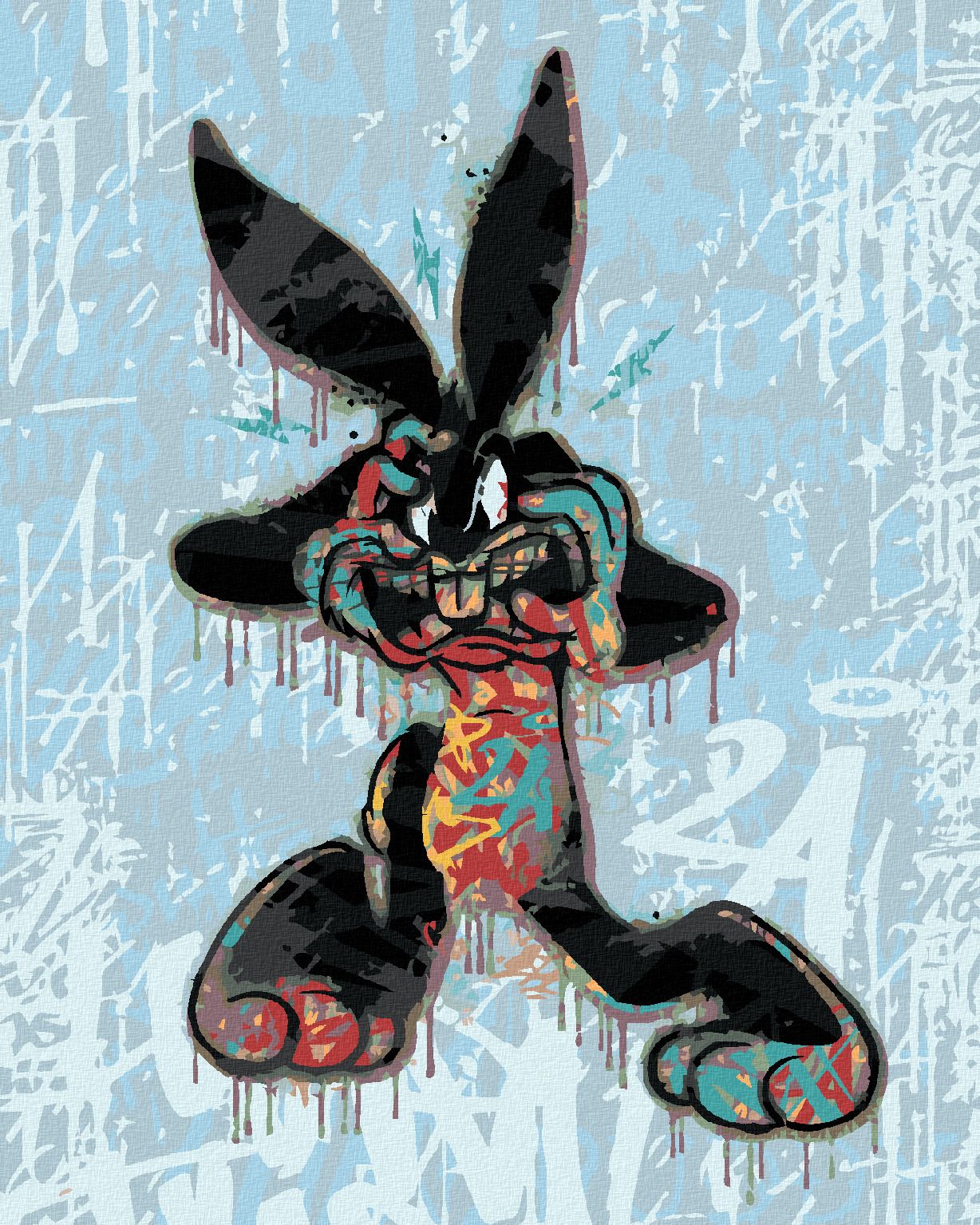 zuty Malování podle čísel - BUGS BUNNY GRAFFITI (LOONEY TUNES) - Rozměr: 40x50 cm, Rámování: Varianta: vypnuté plátno na rám - obrázek 1