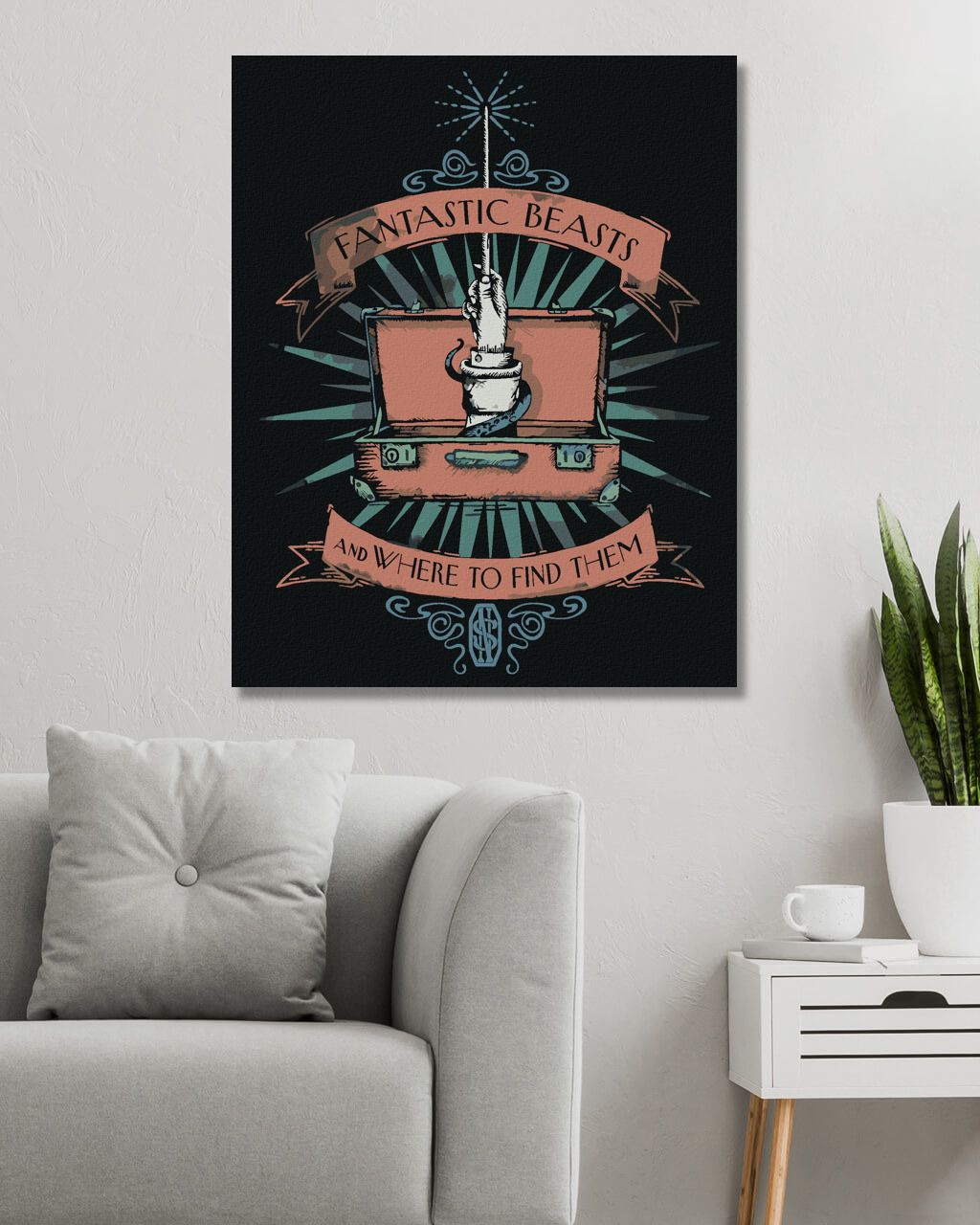 zuty Malování podle čísel - PLAKÁT RUKA S HŮLKOU V SCAMANDEROVĚ KUFRU (FANTASTICKÁ ZVÍŘATA) - Rozměr: 40x50 cm, Rámování: Varianta: vypnuté plátno na rám - obrázek 4