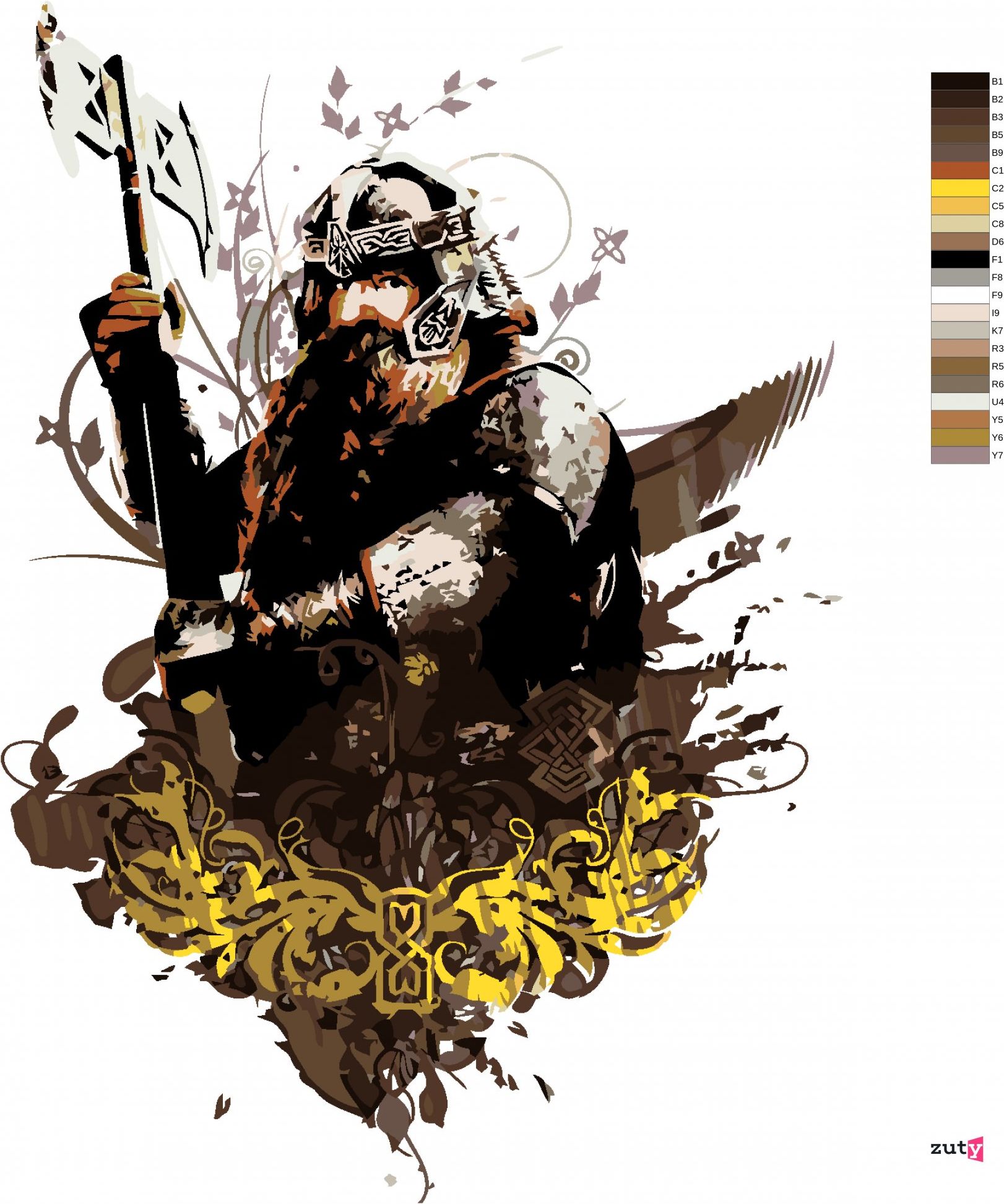 zuty Malování podle čísel - MALOVANÝ GIMLI (PÁN PRSTENŮ) - Rozměr: 40x50 cm, Rámování: Varianta: bez rámu a bez vypnutí plátna - obrázek 6