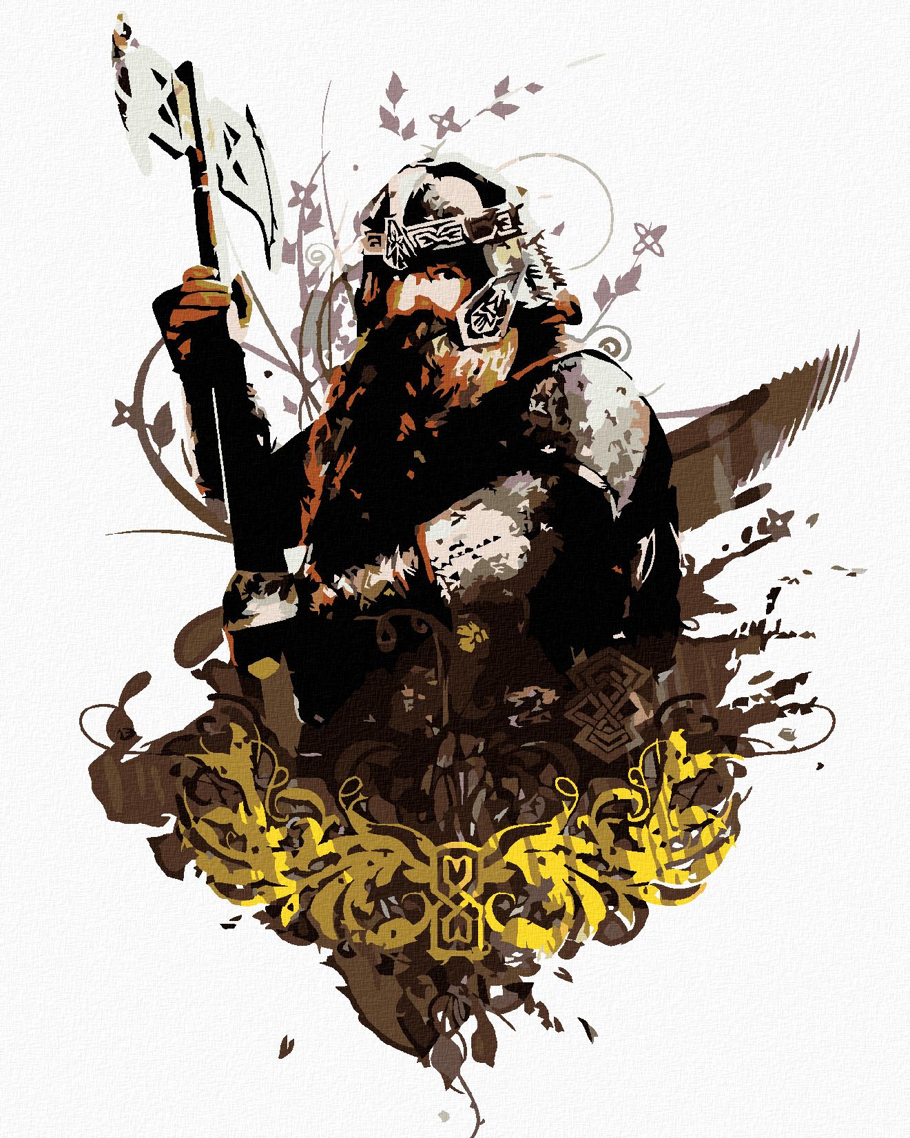 zuty Malování podle čísel - MALOVANÝ GIMLI (PÁN PRSTENŮ) - Rozměr: 40x50 cm, Rámování: Varianta: vypnuté plátno na rám - obrázek 1