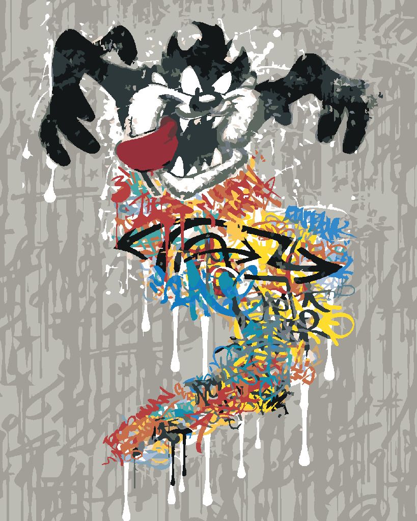 zuty Malování podle čísel - TAZ GRAFFITI (LOONEY TUNES) - Rozměr: 40x50 cm, Rámování: Varianta: bez rámu a bez vypnutí plátna - obrázek 3