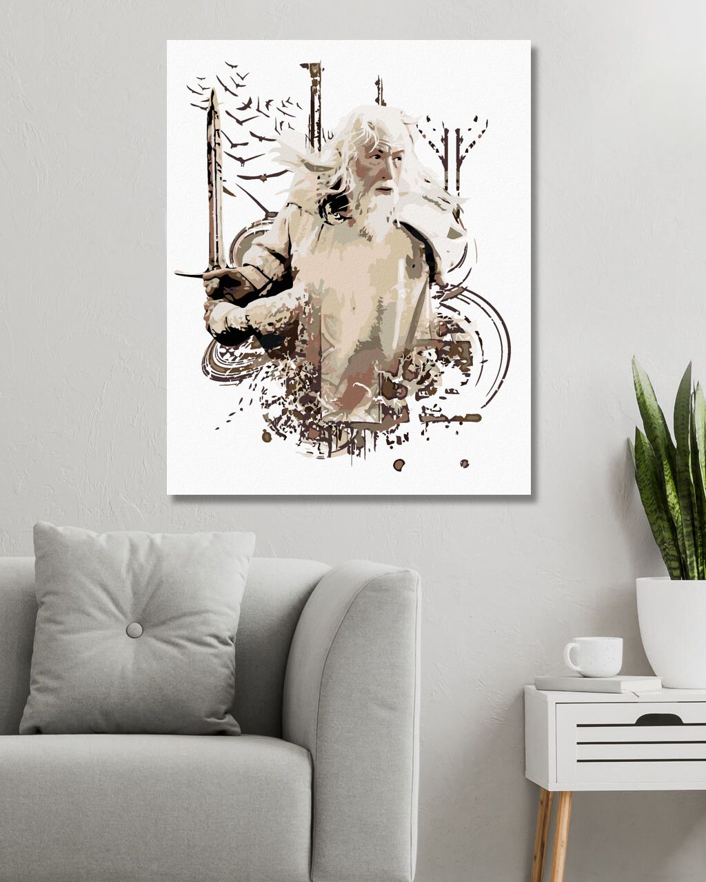 zuty Malování podle čísel - MALOVANÝ GANDALF (PÁN PRSTENŮ) - Rozměr: 40x50 cm, Rámování: Varianta: vypnuté plátno na rám - obrázek 5