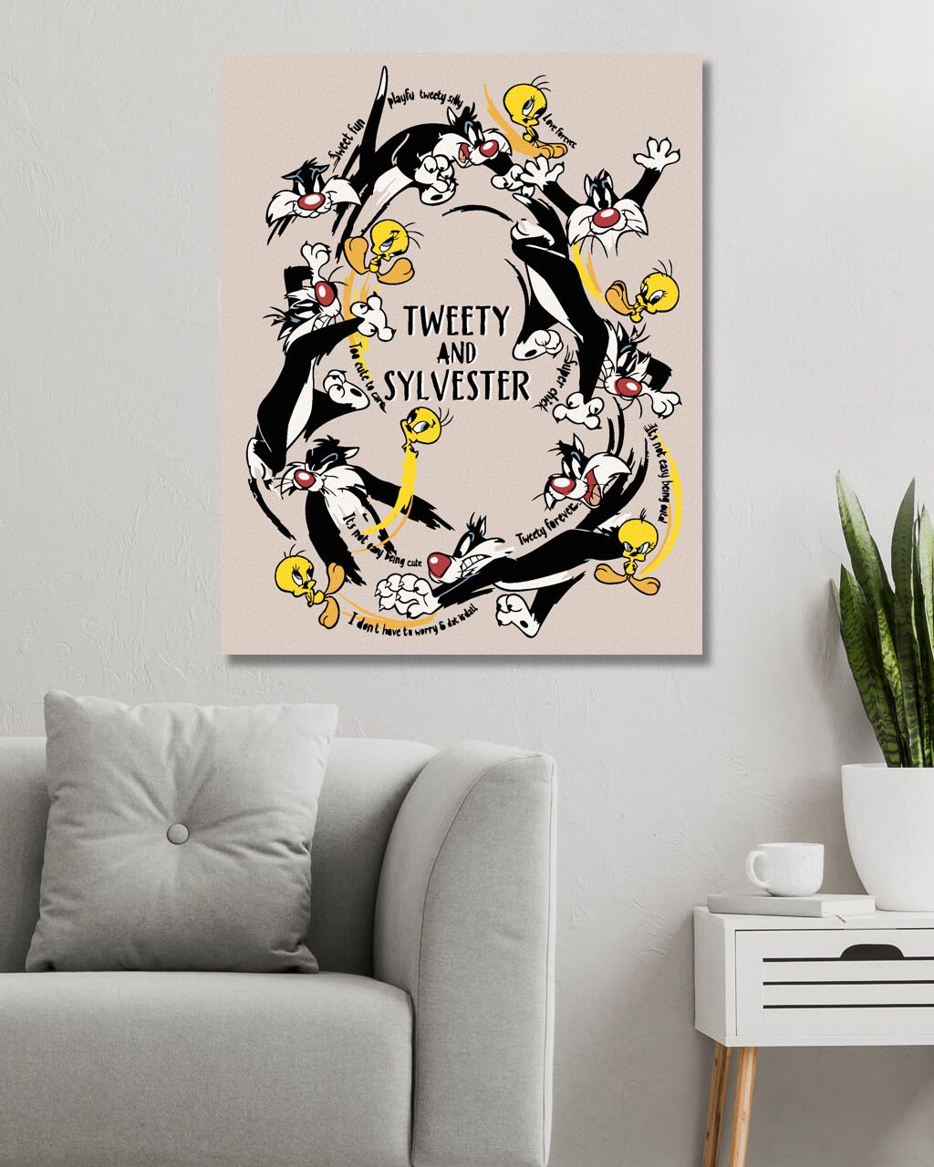 zuty Malování podle čísel - SYLVESTER A TWEETY (LOONEY TUNES) - Rozměr: 40x50 cm, Rámování: Varianta: vypnuté plátno na rám - obrázek 5