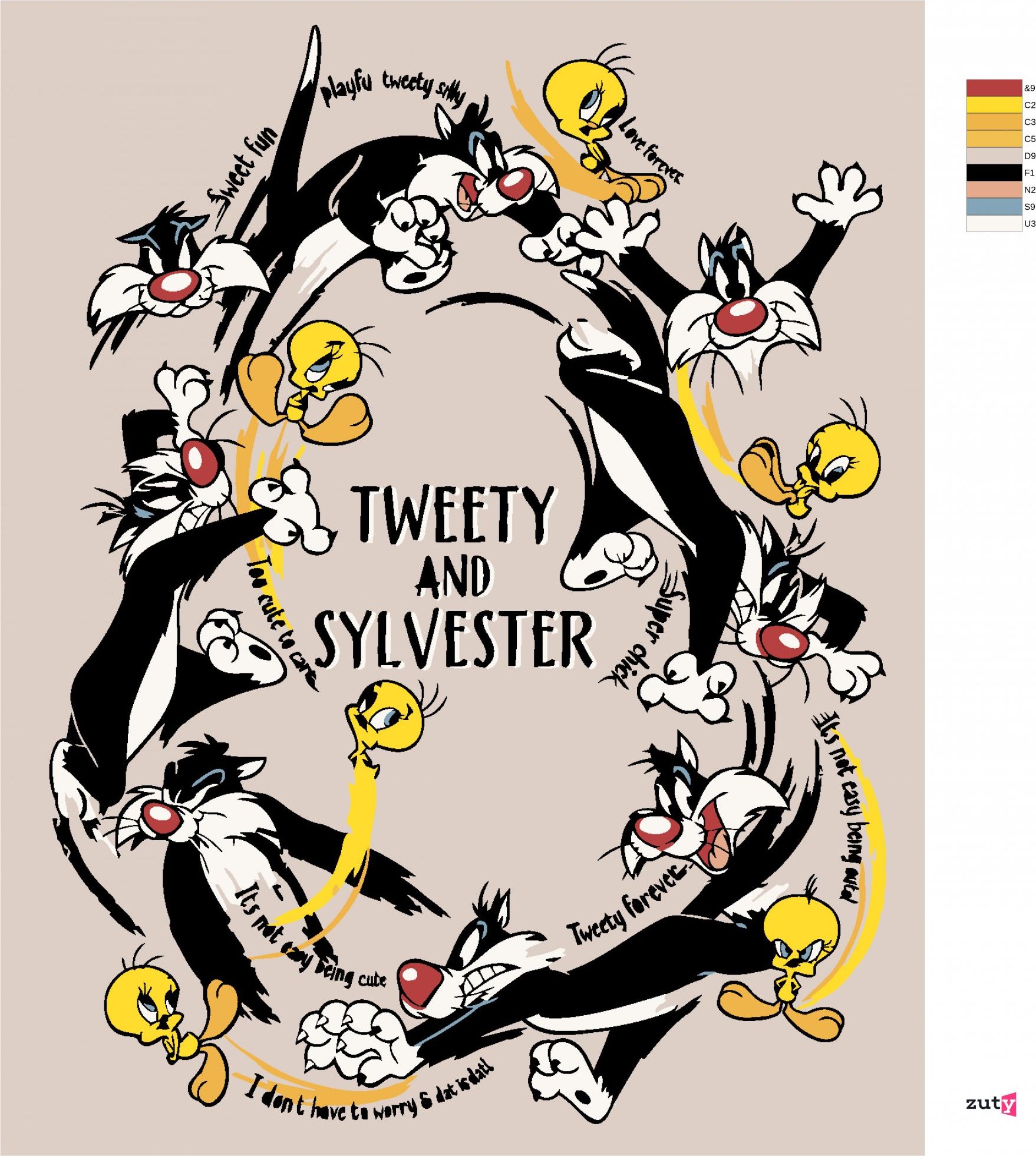 zuty Malování podle čísel - SYLVESTER A TWEETY (LOONEY TUNES) - Rozměr: 40x50 cm, Rámování: Varianta: vypnuté plátno na rám - obrázek 8