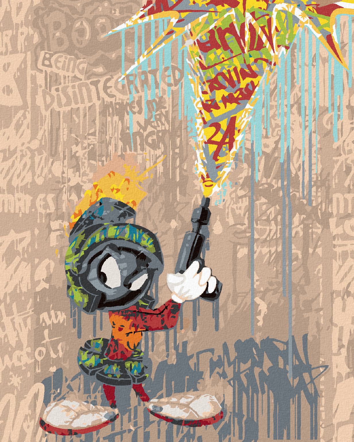 zuty Malování podle čísel - MARŤAN MARVIN GRAFFITI (LOONEY TUNES) - Rozměr: 40x50 cm, Rámování: Varianta: bez rámu a bez vypnutí plátna - obrázek 1