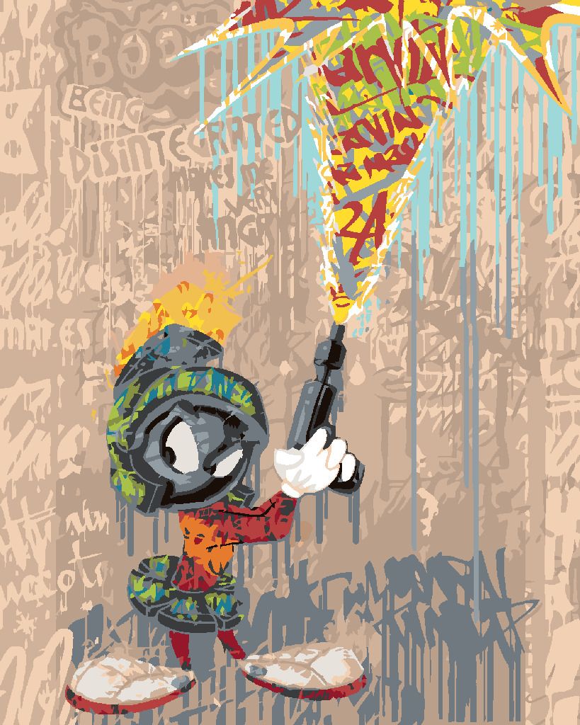 zuty Malování podle čísel - MARŤAN MARVIN GRAFFITI (LOONEY TUNES) - Rozměr: 40x50 cm, Rámování: Varianta: bez rámu a bez vypnutí plátna - obrázek 3