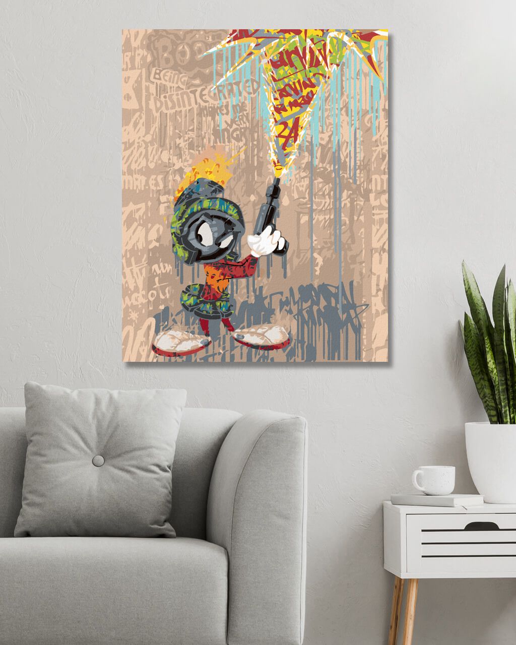 zuty Malování podle čísel - MARŤAN MARVIN GRAFFITI (LOONEY TUNES) - Rozměr: 40x50 cm, Rámování: Varianta: bez rámu a bez vypnutí plátna - obrázek 4