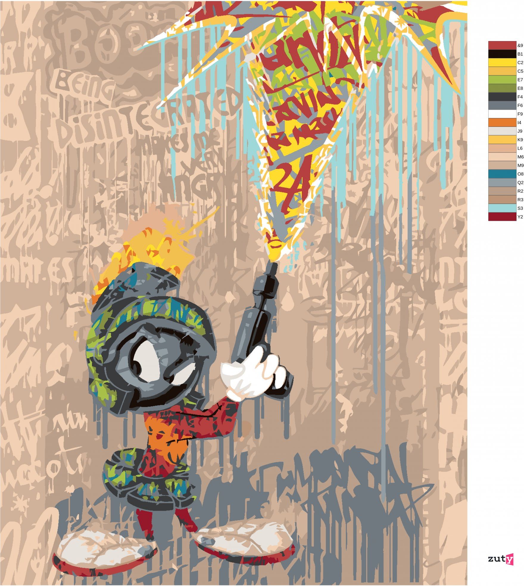 zuty Malování podle čísel - MARŤAN MARVIN GRAFFITI (LOONEY TUNES) - Rozměr: 40x50 cm, Rámování: Varianta: bez rámu a bez vypnutí plátna - obrázek 8