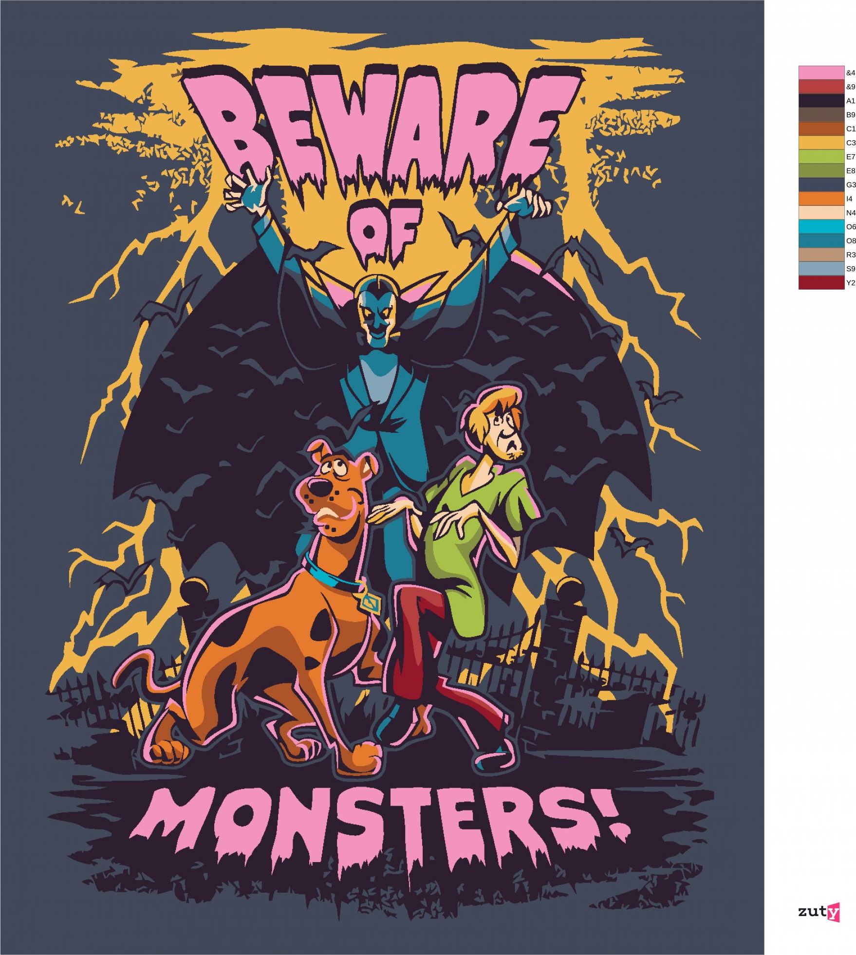 zuty Malování podle čísel - SHAGGY, SCOOBY-DOO A UPÍR - Rozměr: 40x50 cm, Rámování: Varianta: bez rámu a bez vypnutí plátna - obrázek 7