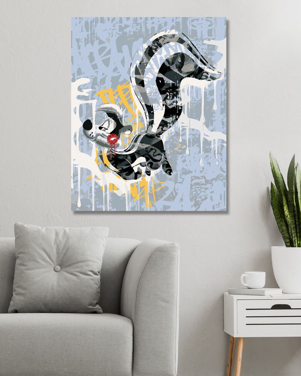 zuty Malování podle čísel - PEPÉ LE PEW GRAFFITI (LOONEY TUNES) - Rozměr: 40x50 cm, Rámování: Varianta: vypnuté plátno na rám - obrázek 3