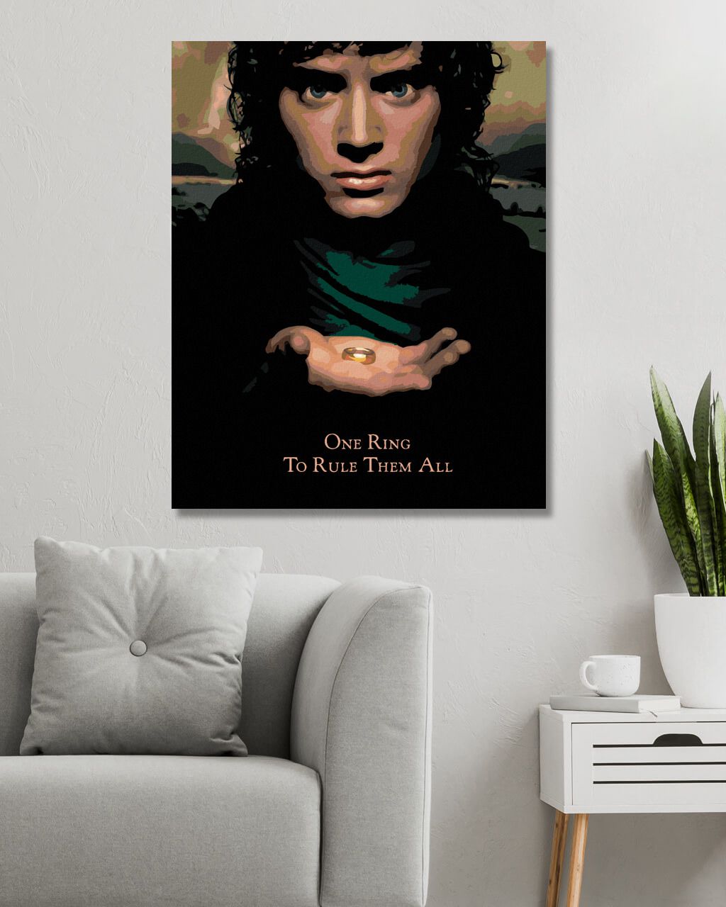 zuty Malování podle čísel - FRODO S PRSTENEM (PÁN PRSTENŮ) - Rozměr: 40x50 cm, Rámování: Varianta: vypnuté plátno na rám - obrázek 4