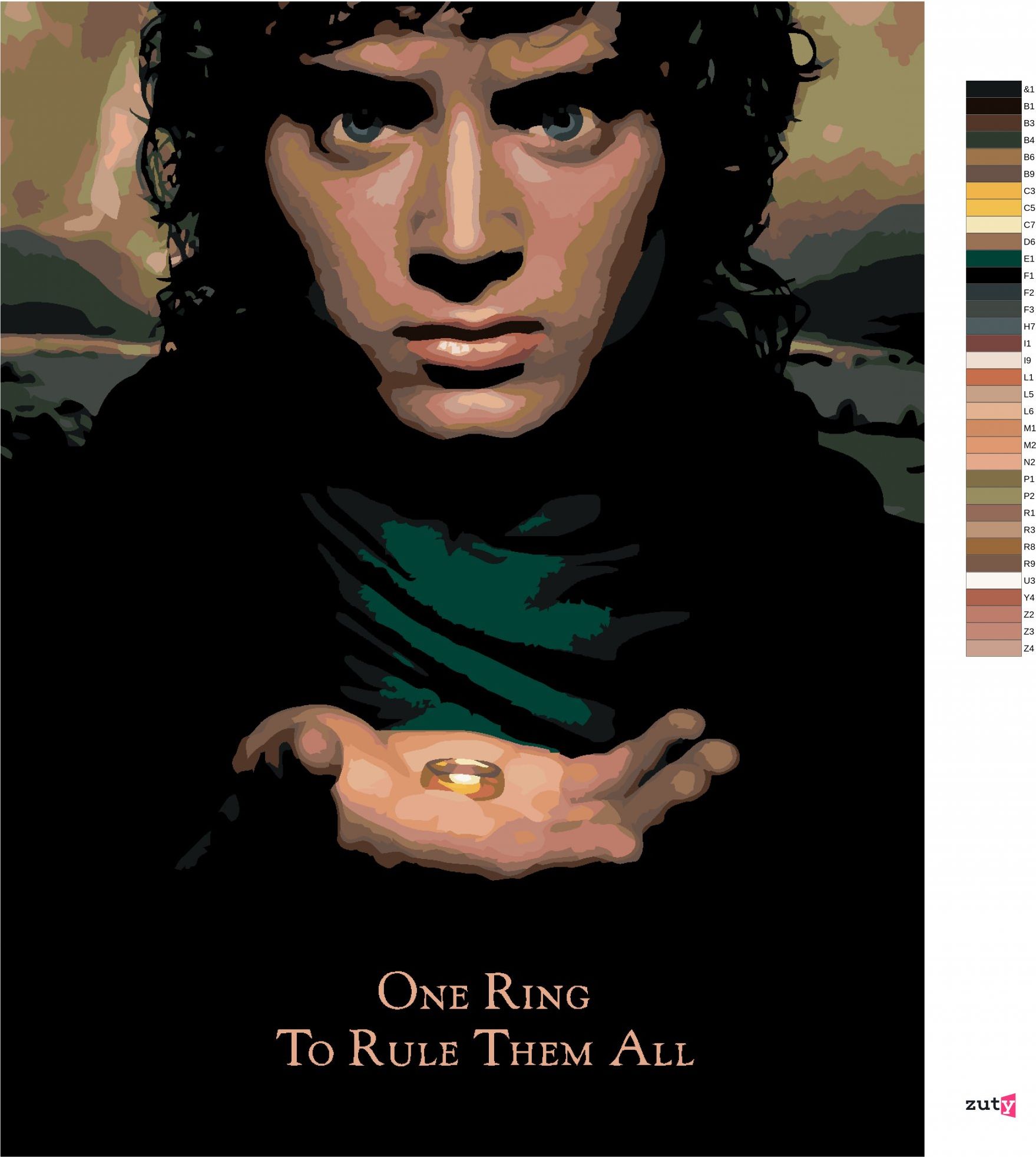 zuty Malování podle čísel - FRODO S PRSTENEM (PÁN PRSTENŮ) - Rozměr: 40x50 cm, Rámování: Varianta: vypnuté plátno na rám - obrázek 5