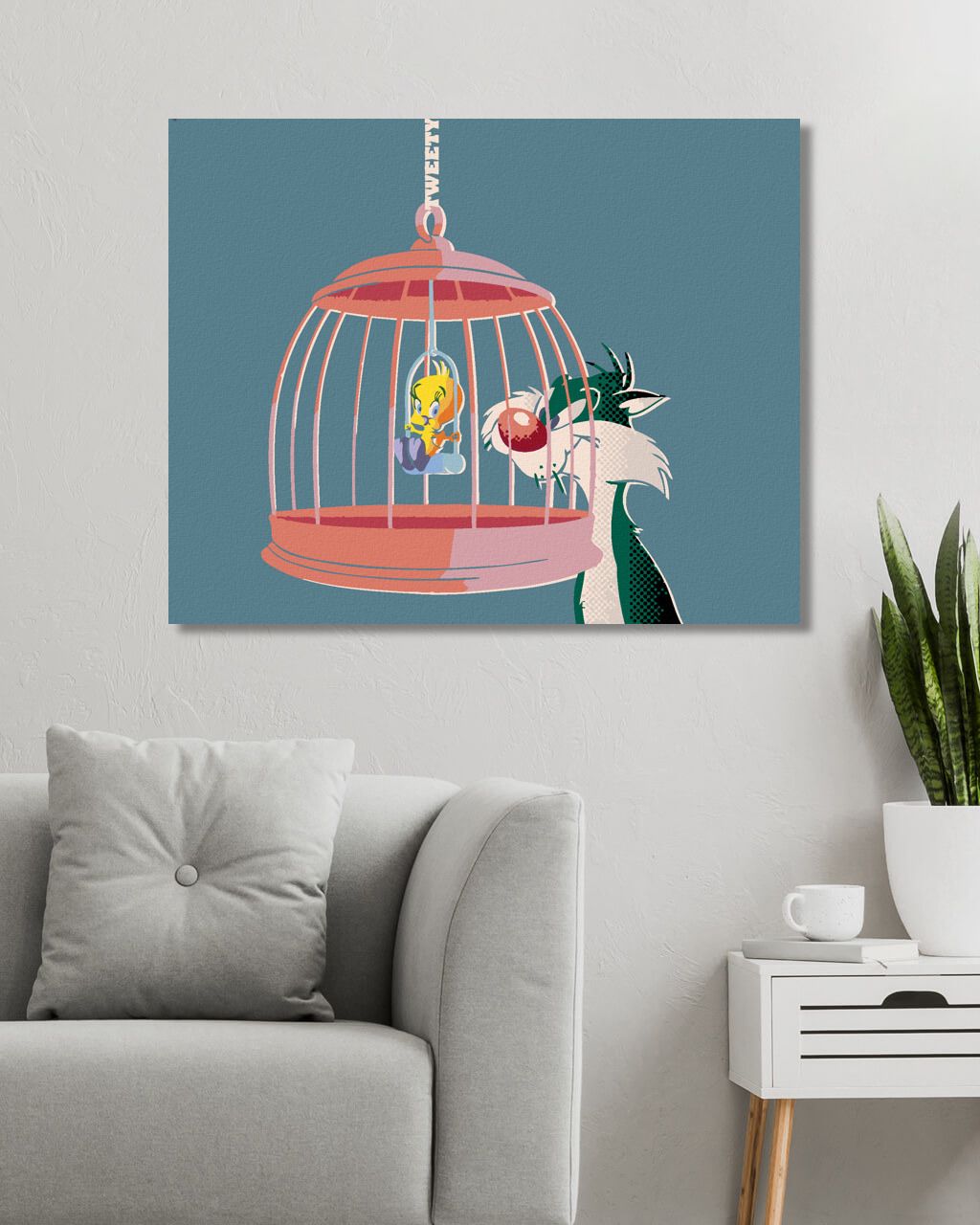 zuty Malování podle čísel - SYLVESTER A TWEETY V KLECI (LOONEY TUNES) - Rozměr: 40x50 cm, Rámování: Varianta: bez rámu a bez vypnutí plátna - obrázek 4