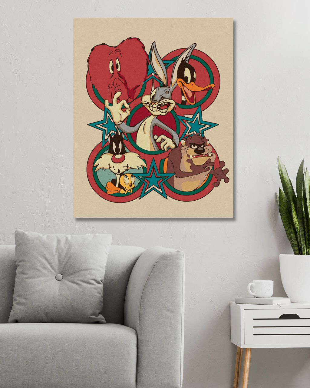 zuty Malování podle čísel - LOONEY TUNES RETRO PLAKÁT II - Rozměr: 40x50 cm, Rámování: Varianta: vypnuté plátno na rám - obrázek 8