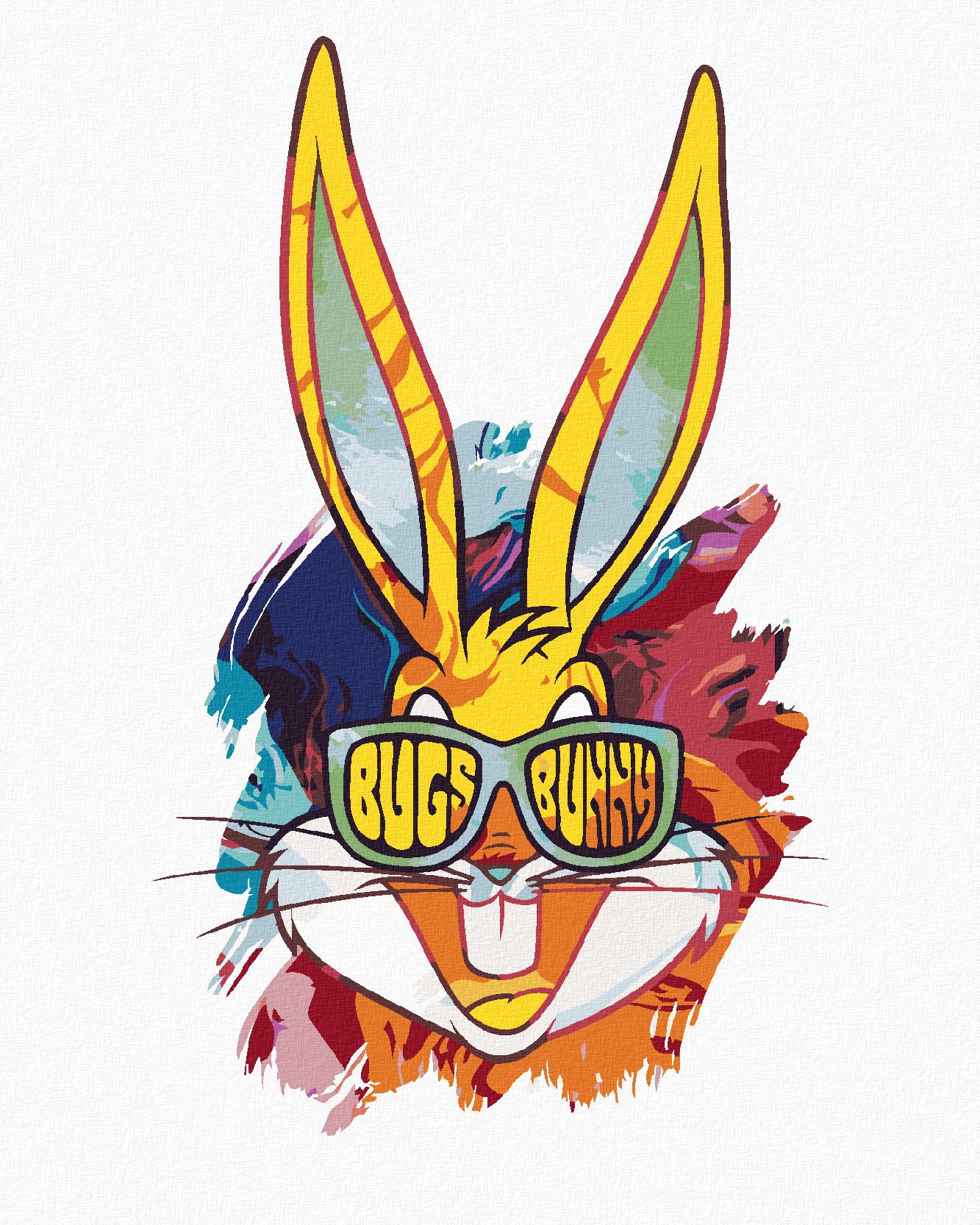 zuty Malování podle čísel - MALOVANÝ BUGS BUNNY (LOONEY TUNES) - Rozměr: 40x50 cm, Rámování: Varianta: vypnuté plátno na rám - obrázek 1