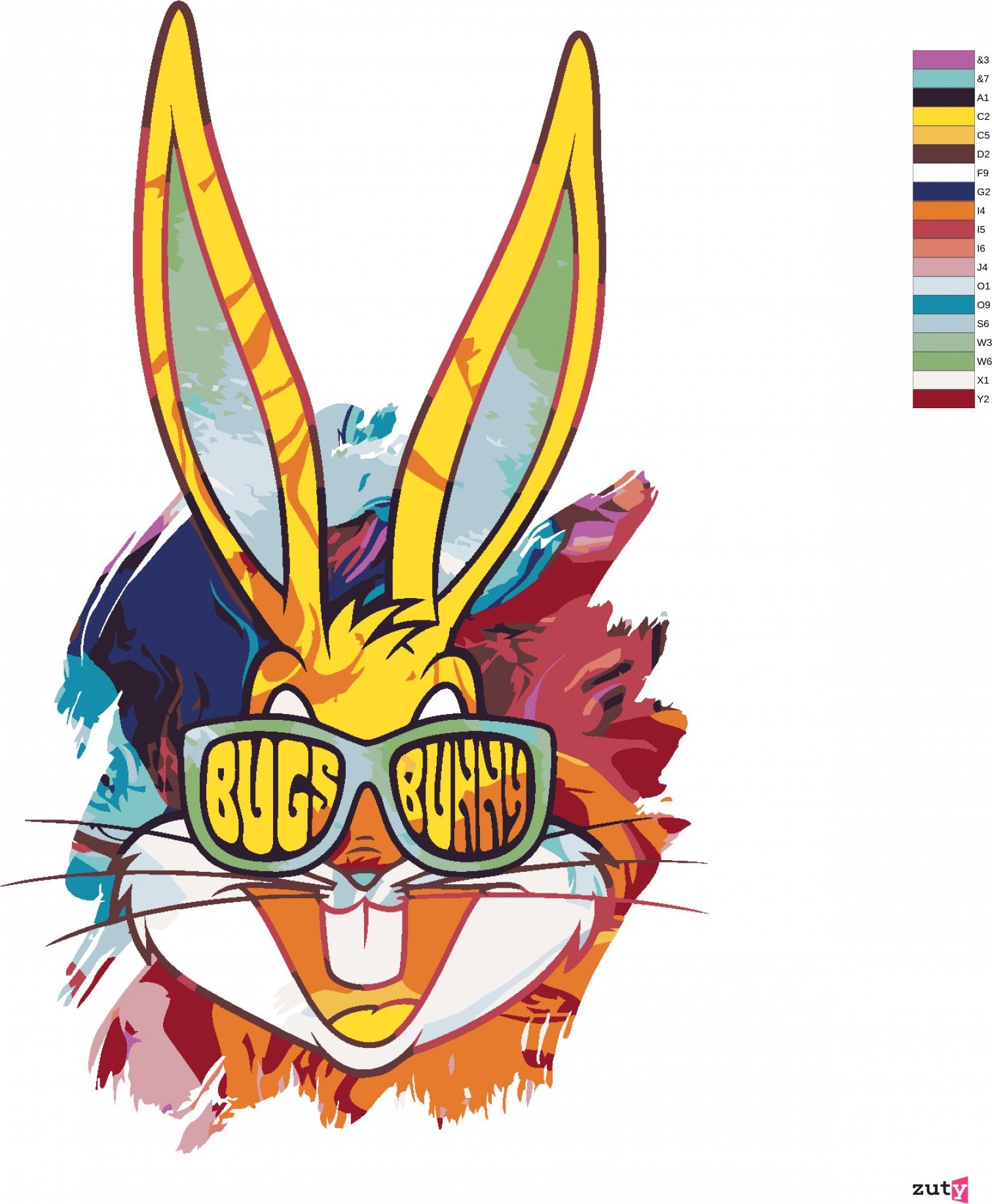 zuty Malování podle čísel - MALOVANÝ BUGS BUNNY (LOONEY TUNES) - Rozměr: 40x50 cm, Rámování: Varianta: vypnuté plátno na rám - obrázek 2