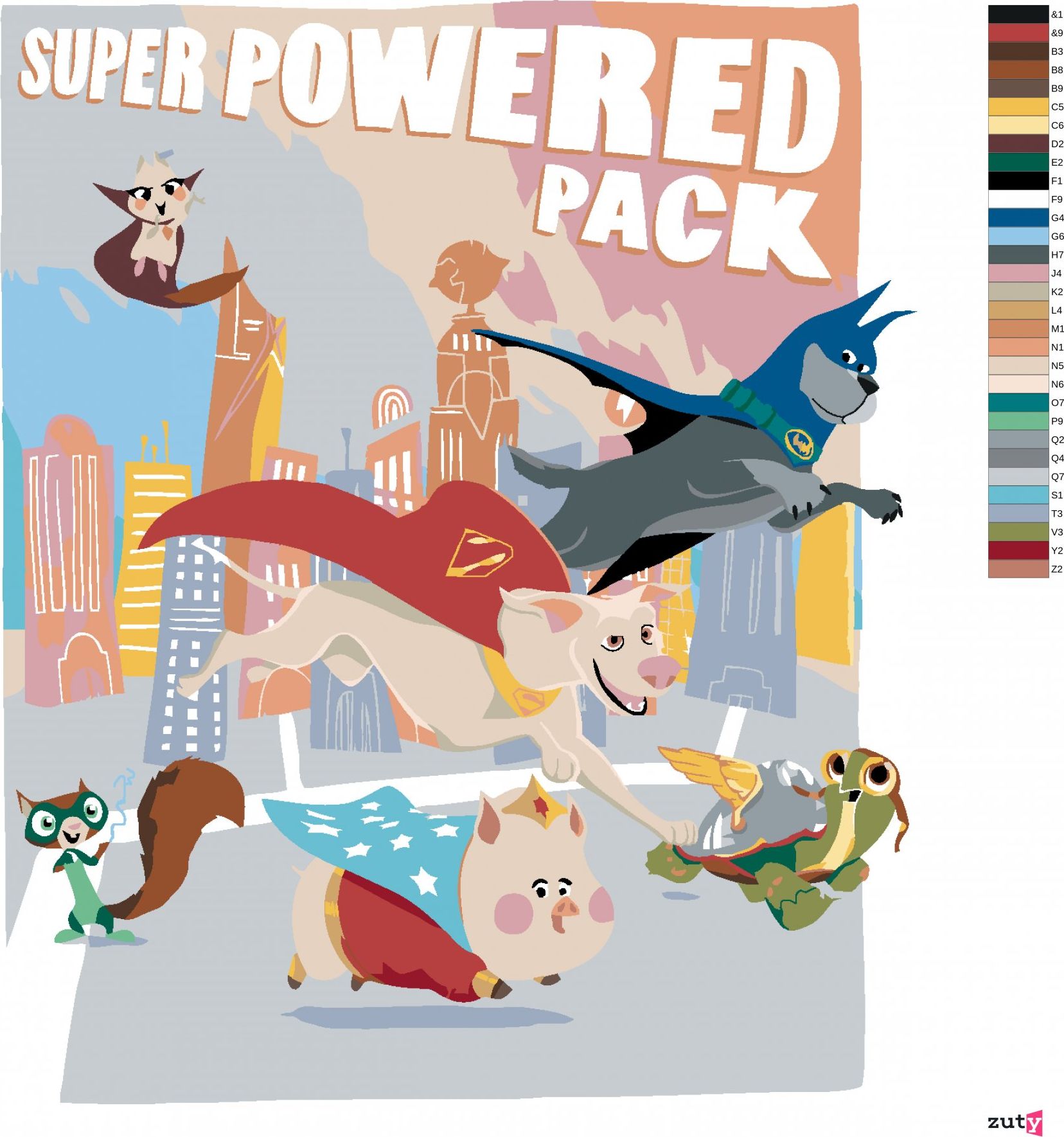 zuty Malování podle čísel - SUPER POWER PACK (DC LIGA SUPERMAZLÍČKŮ) - Rozměr: 40x50 cm, Rámování: Varianta: vypnuté plátno na rám - obrázek 7