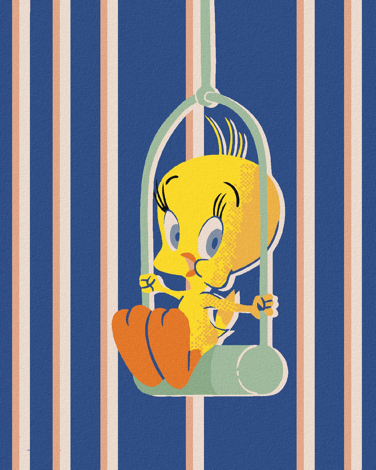 zuty Malování podle čísel - TWEETY NA BIDÝLKU (LOONEY TUNES) - Rozměr: 40x50 cm, Rámování: Varianta: vypnuté plátno na rám - obrázek 1