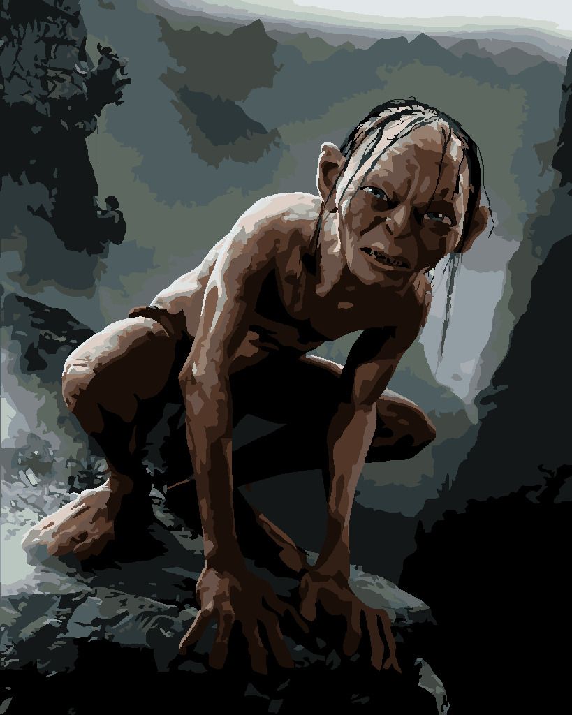 zuty Malování podle čísel - GLUM (PÁN PRSTENŮ) - Rozměr: 40x50 cm, Rámování: Varianta: vypnuté plátno na rám - obrázek 3