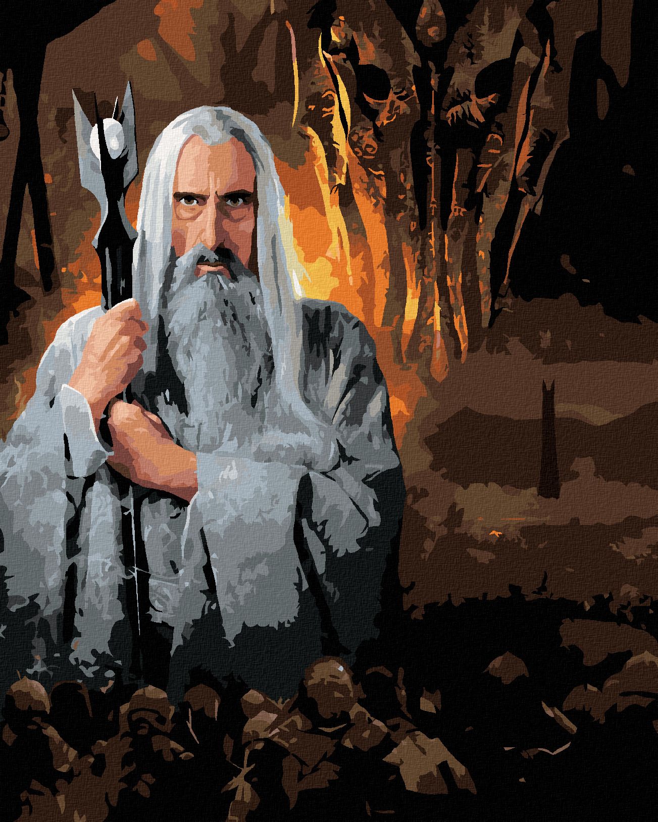 zuty Malování podle čísel - SARUMAN A SAURON (PÁN PRSTENŮ) - Rozměr: 40x50 cm, Rámování: Varianta: vypnuté plátno na rám - obrázek 1