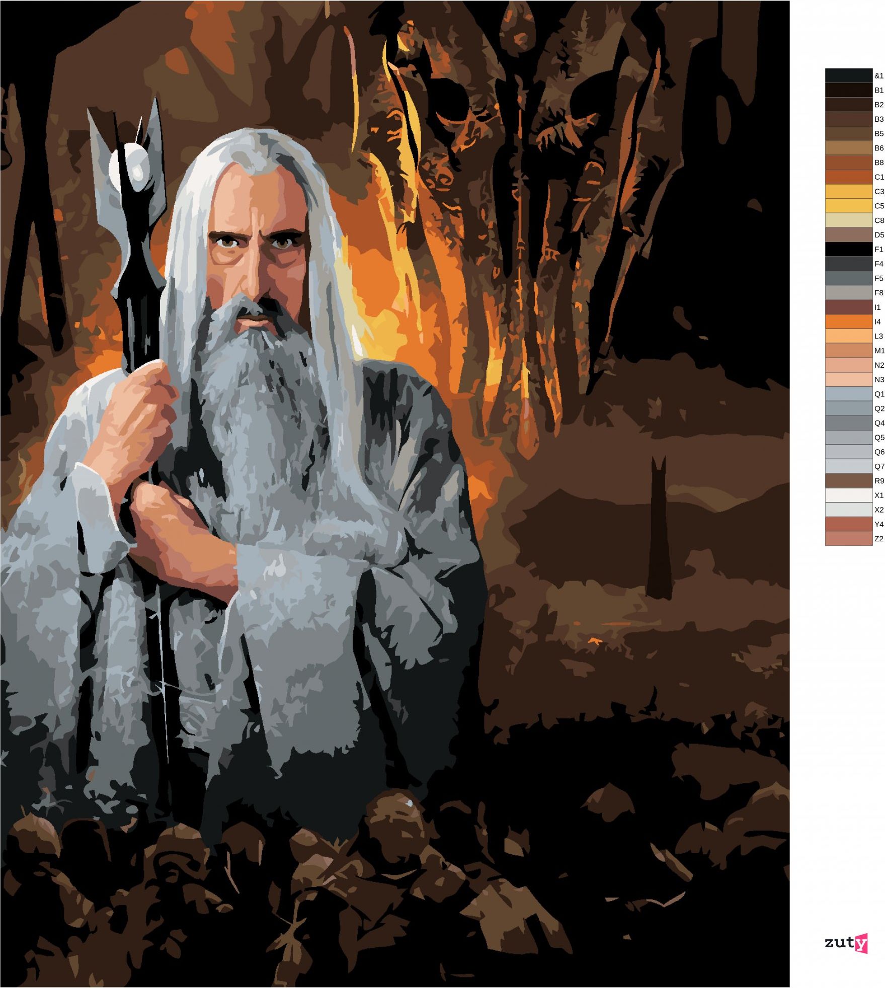 zuty Malování podle čísel - SARUMAN A SAURON (PÁN PRSTENŮ) - Rozměr: 40x50 cm, Rámování: Varianta: vypnuté plátno na rám - obrázek 4