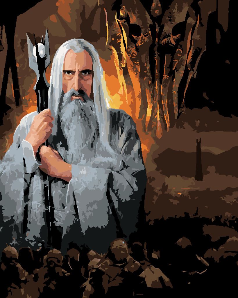 zuty Malování podle čísel - SARUMAN A SAURON (PÁN PRSTENŮ) - Rozměr: 40x50 cm, Rámování: Varianta: vypnuté plátno na rám - obrázek 6