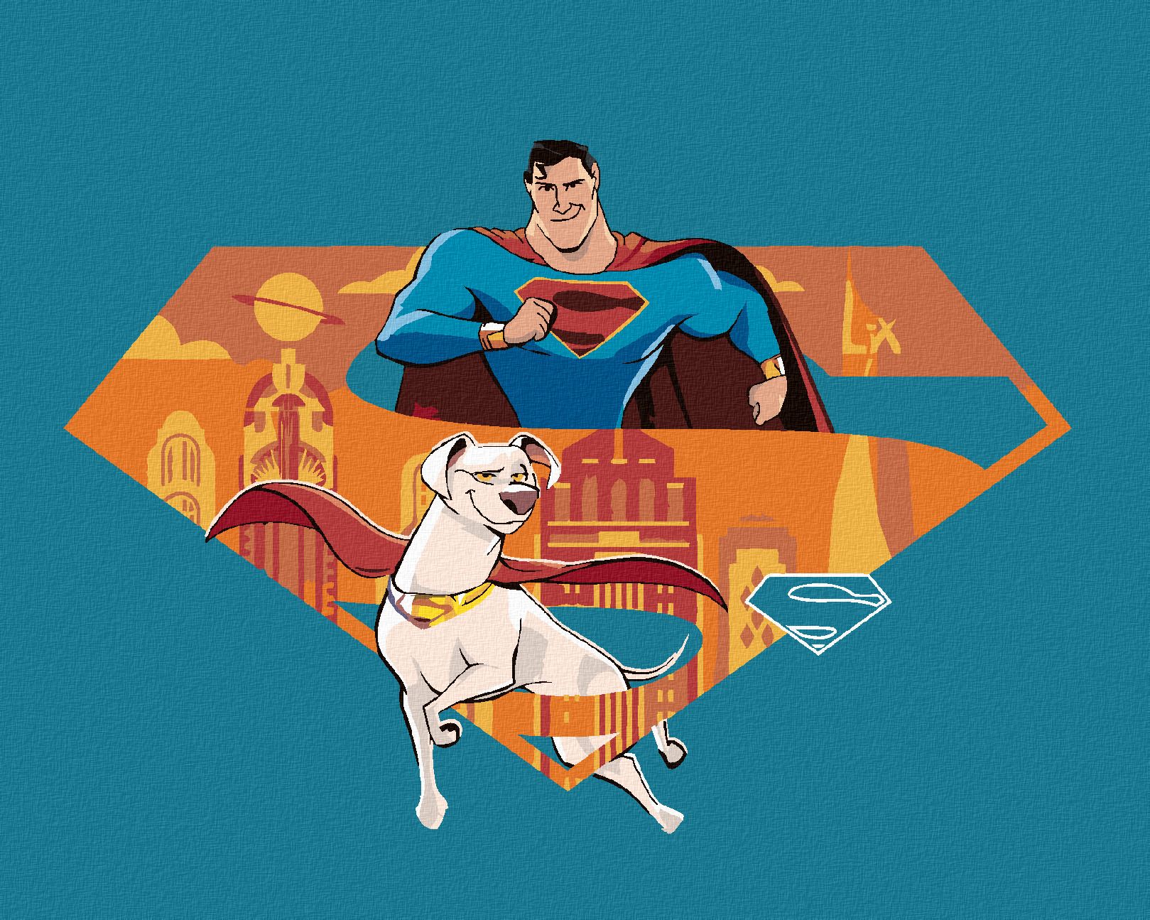 zuty Malování podle čísel - SUPERMANŮV NEJLEPŠÍ PŘÍTEL (DC LIGA SUPERMAZLÍČKŮ) - Rozměr: 40x50 cm, Rámování: Varianta: bez rámu a bez vypnutí plátna - obrázek 1