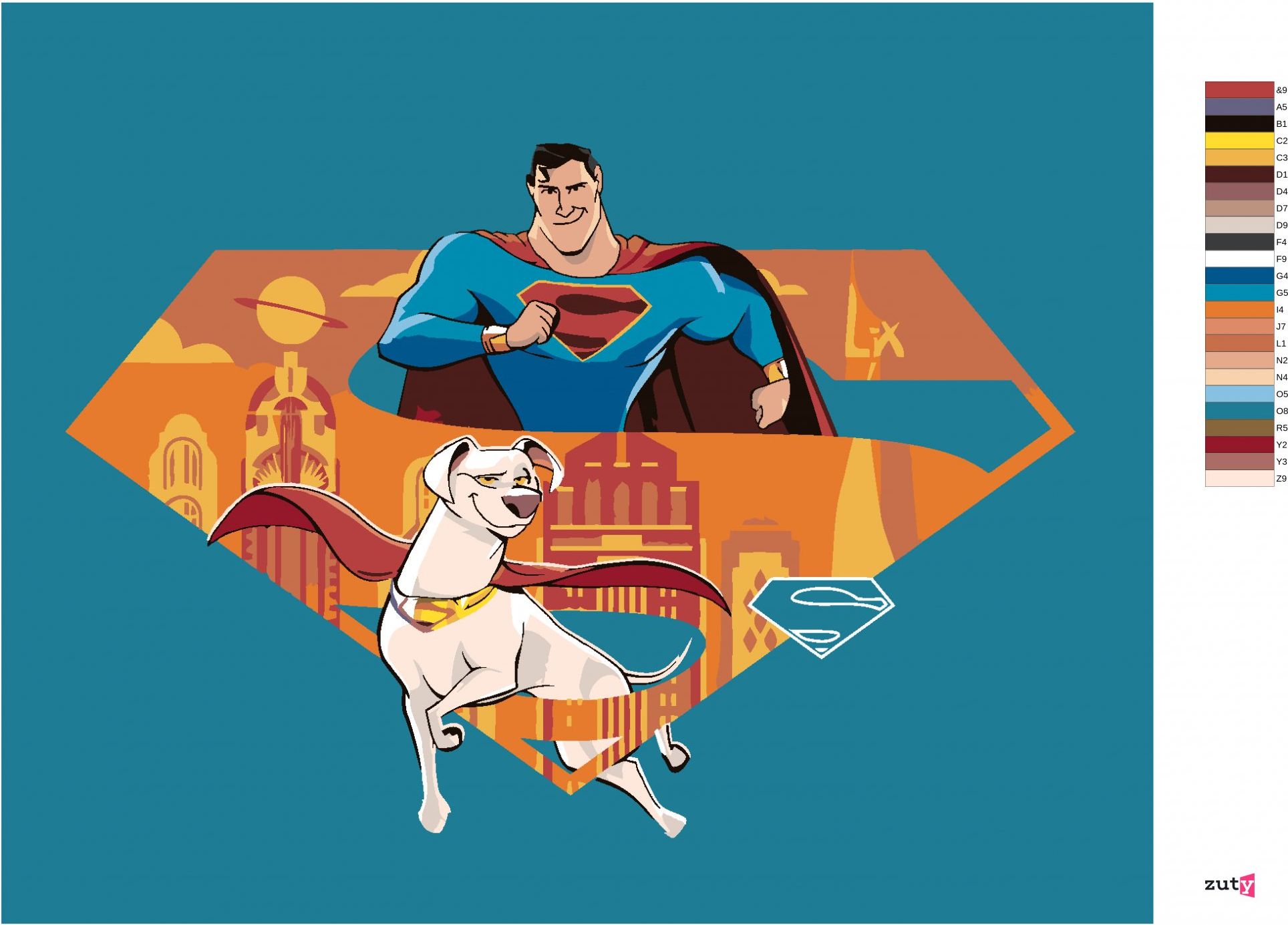 zuty Malování podle čísel - SUPERMANŮV NEJLEPŠÍ PŘÍTEL (DC LIGA SUPERMAZLÍČKŮ) - Rozměr: 40x50 cm, Rámování: Varianta: vypnuté plátno na rám - obrázek 7