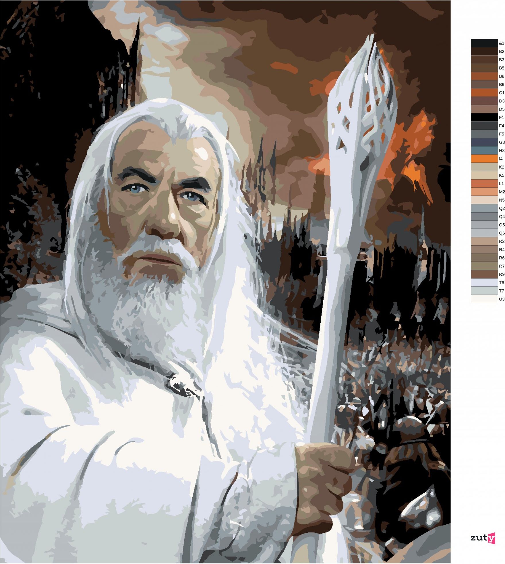zuty Malování podle čísel - GANDALF PORTRÉT (PÁN PRSTENŮ) - Rozměr: 40x50 cm, Rámování: Varianta: bez rámu a bez vypnutí plátna - obrázek 6