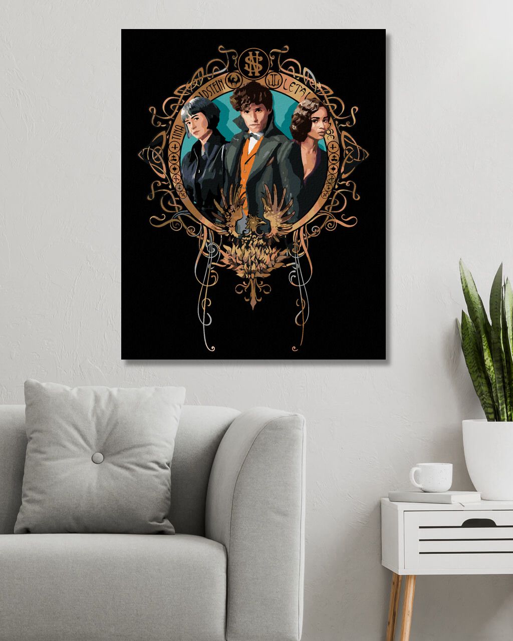 zuty Malování podle čísel - PORTRÉT MLOK SCAMANDER, LETA LESTRANGEOVÁ A PORPENTINA GOLDSTEINOVÁ (FANTASTICKÁ ZVÍŘATA) - Rozměr: 40x50 cm, Rámování: Varianta: bez rámu a bez vypnutí plátna - obrázek 5