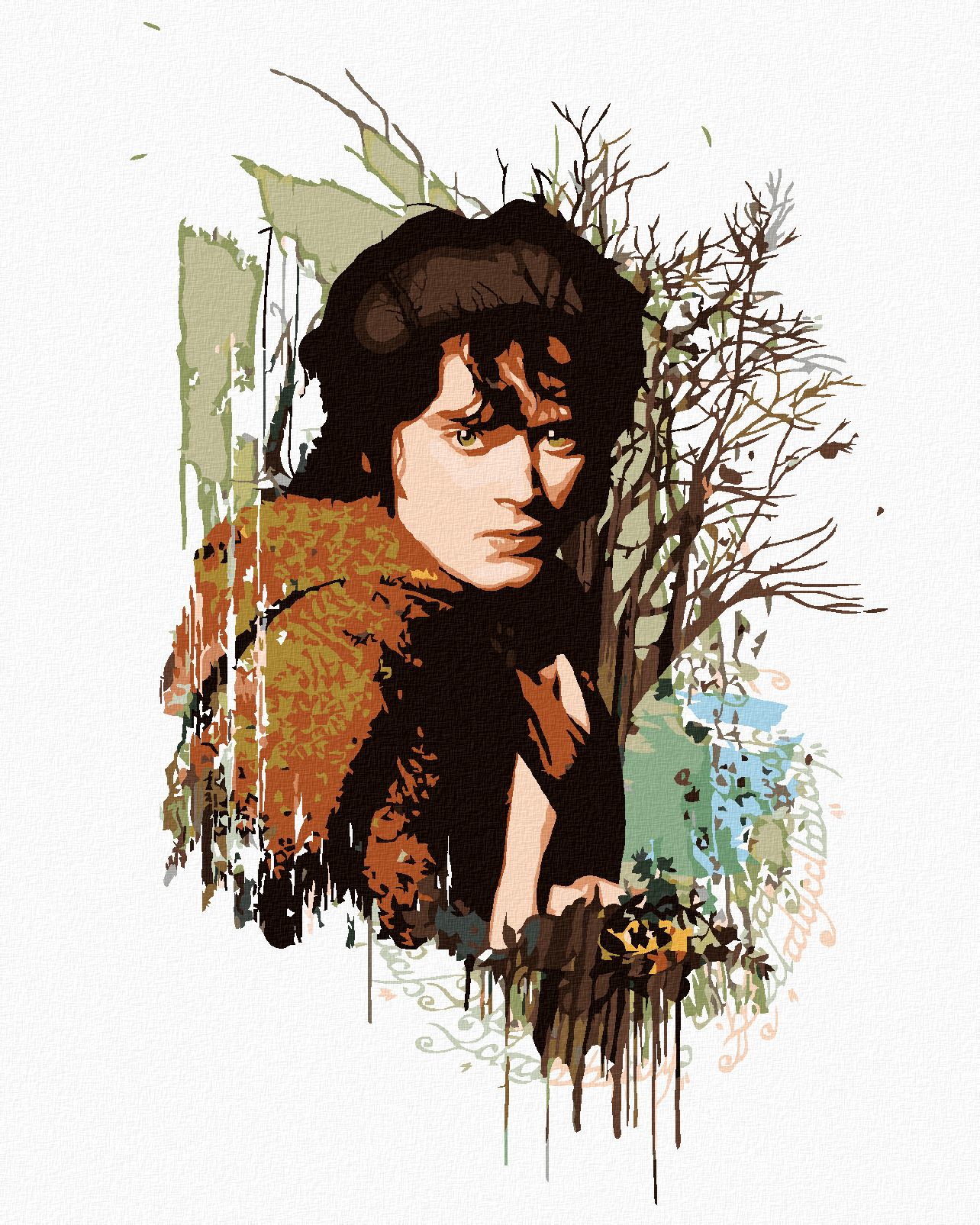 zuty Malování podle čísel - MALOVANÝ FRODO (PÁN PRSTENŮ) - Rozměr: 40x50 cm, Rámování: Varianta: bez rámu a bez vypnutí plátna - obrázek 1