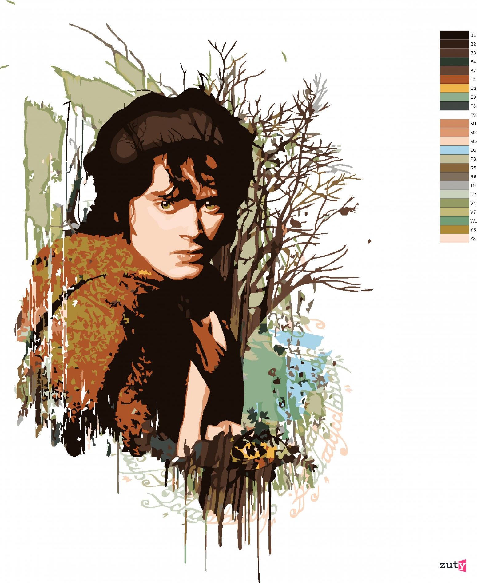 zuty Malování podle čísel - MALOVANÝ FRODO (PÁN PRSTENŮ) - Rozměr: 40x50 cm, Rámování: Varianta: bez rámu a bez vypnutí plátna - obrázek 3