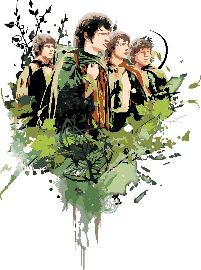 zuty Malování podle čísel - MALOVANÝ FRODO A HOBITI (PÁN PRSTENŮ) - Rozměr: 40x50 cm, Rámování: Varianta: vypnuté plátno na rám - obrázek 6