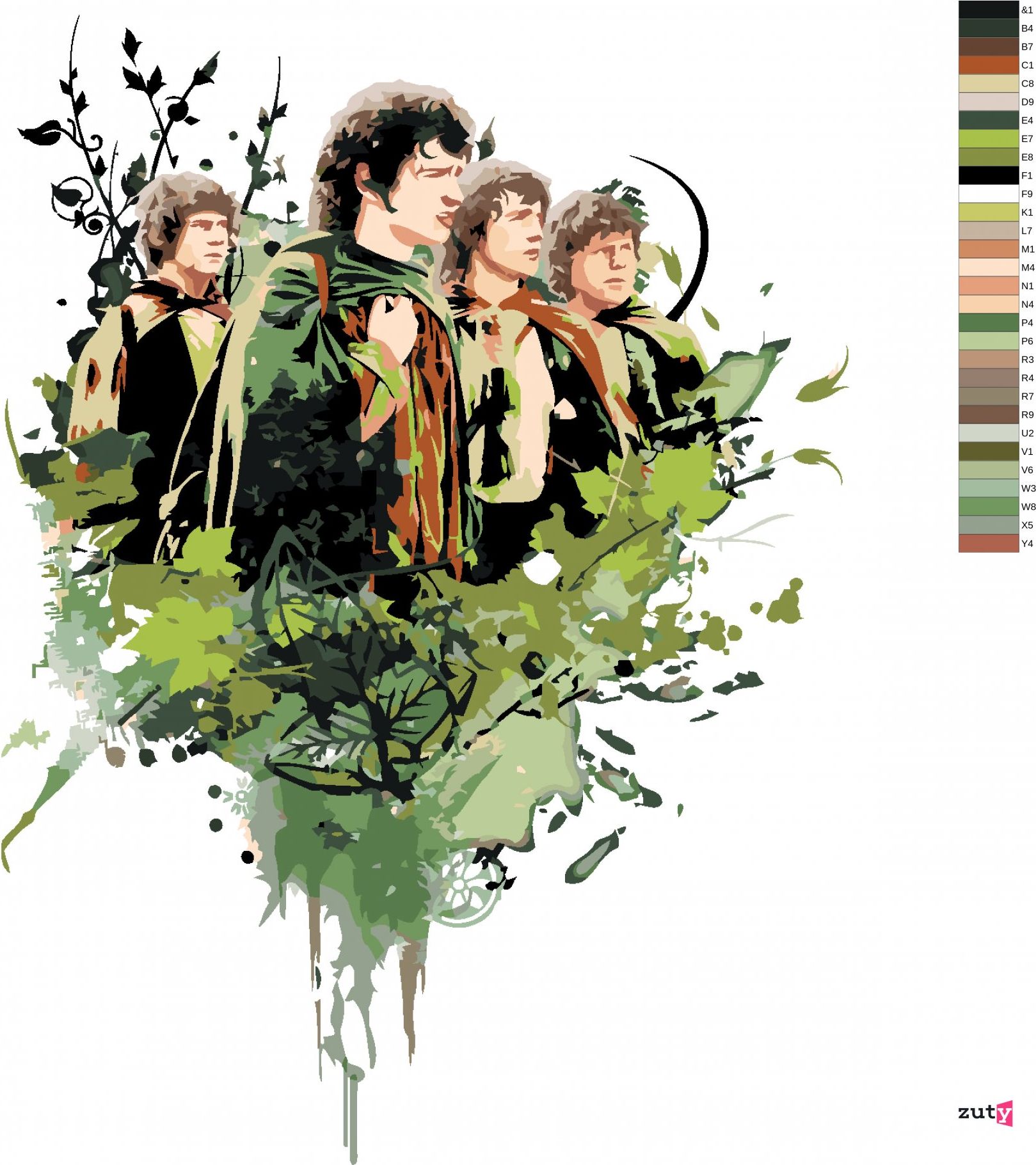 zuty Malování podle čísel - MALOVANÝ FRODO A HOBITI (PÁN PRSTENŮ) - Rozměr: 40x50 cm, Rámování: Varianta: vypnuté plátno na rám - obrázek 7
