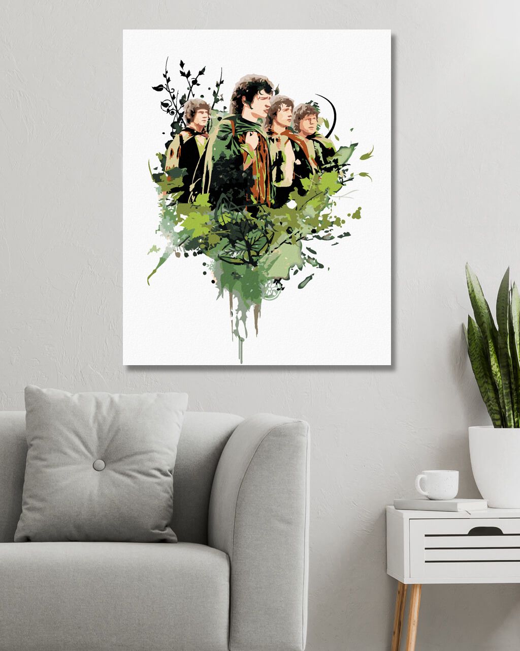 zuty Malování podle čísel - MALOVANÝ FRODO A HOBITI (PÁN PRSTENŮ) - Rozměr: 40x50 cm, Rámování: Varianta: vypnuté plátno na rám - obrázek 9