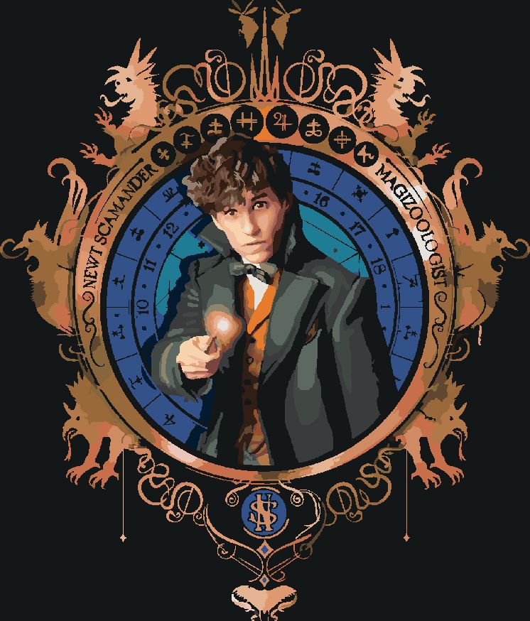 zuty Malování podle čísel - PORTRÉT MLOK SCAMANDER (FANTASTICKÁ ZVÍŘATA) - Rozměr: 40x50 cm, Rámování: Varianta: vypnuté plátno na rám - obrázek 2