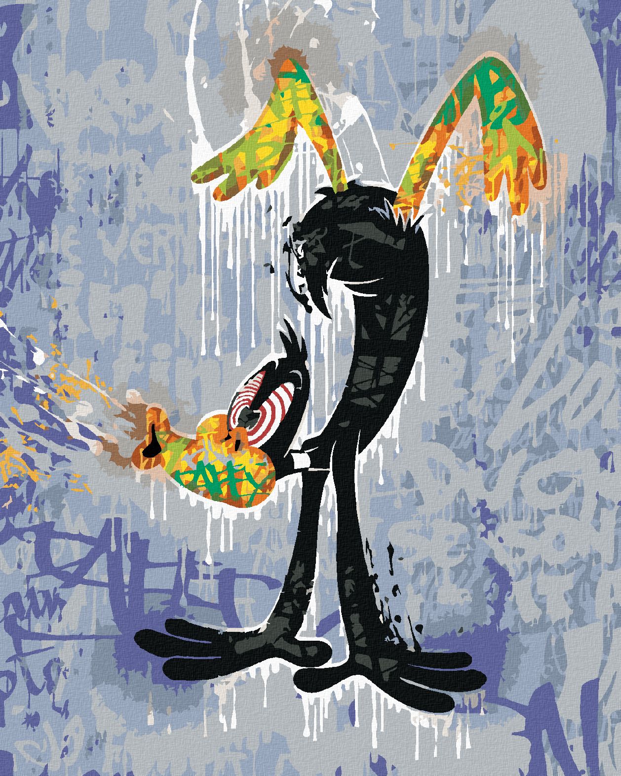 zuty Malování podle čísel - KAČER DAFFY GRAFFITI (LOONEY TUNES) - Rozměr: 40x50 cm, Rámování: Varianta: bez rámu a bez vypnutí plátna - obrázek 1