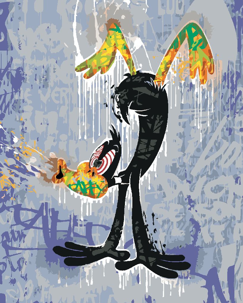 zuty Malování podle čísel - KAČER DAFFY GRAFFITI (LOONEY TUNES) - Rozměr: 40x50 cm, Rámování: Varianta: vypnuté plátno na rám - obrázek 4