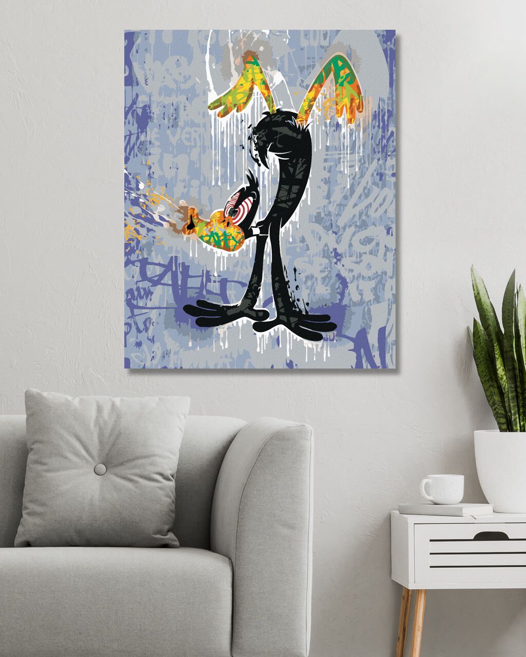zuty Malování podle čísel - KAČER DAFFY GRAFFITI (LOONEY TUNES) - Rozměr: 40x50 cm, Rámování: Varianta: vypnuté plátno na rám - obrázek 6