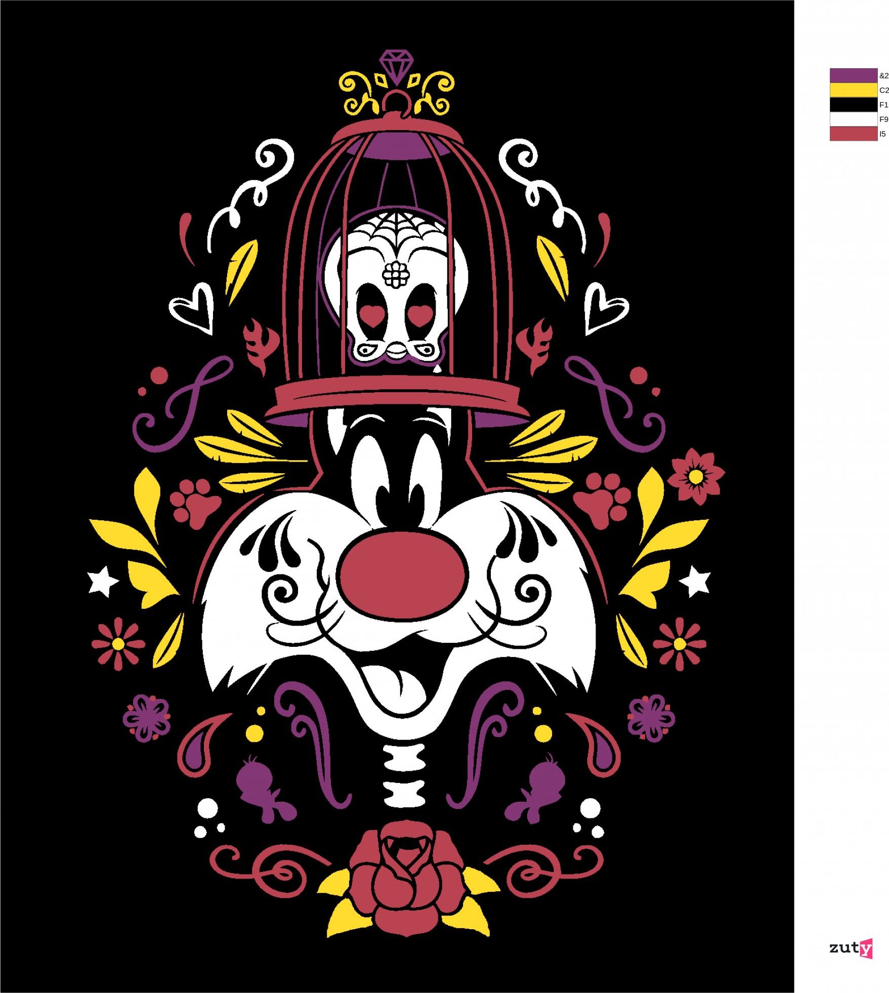 zuty Malování podle čísel - SYLVESTR A TWEETY ORNAMENTY (LOONEY TUNES) - Rozměr: 40x50 cm, Rámování: Varianta: vypnuté plátno na rám - obrázek 9
